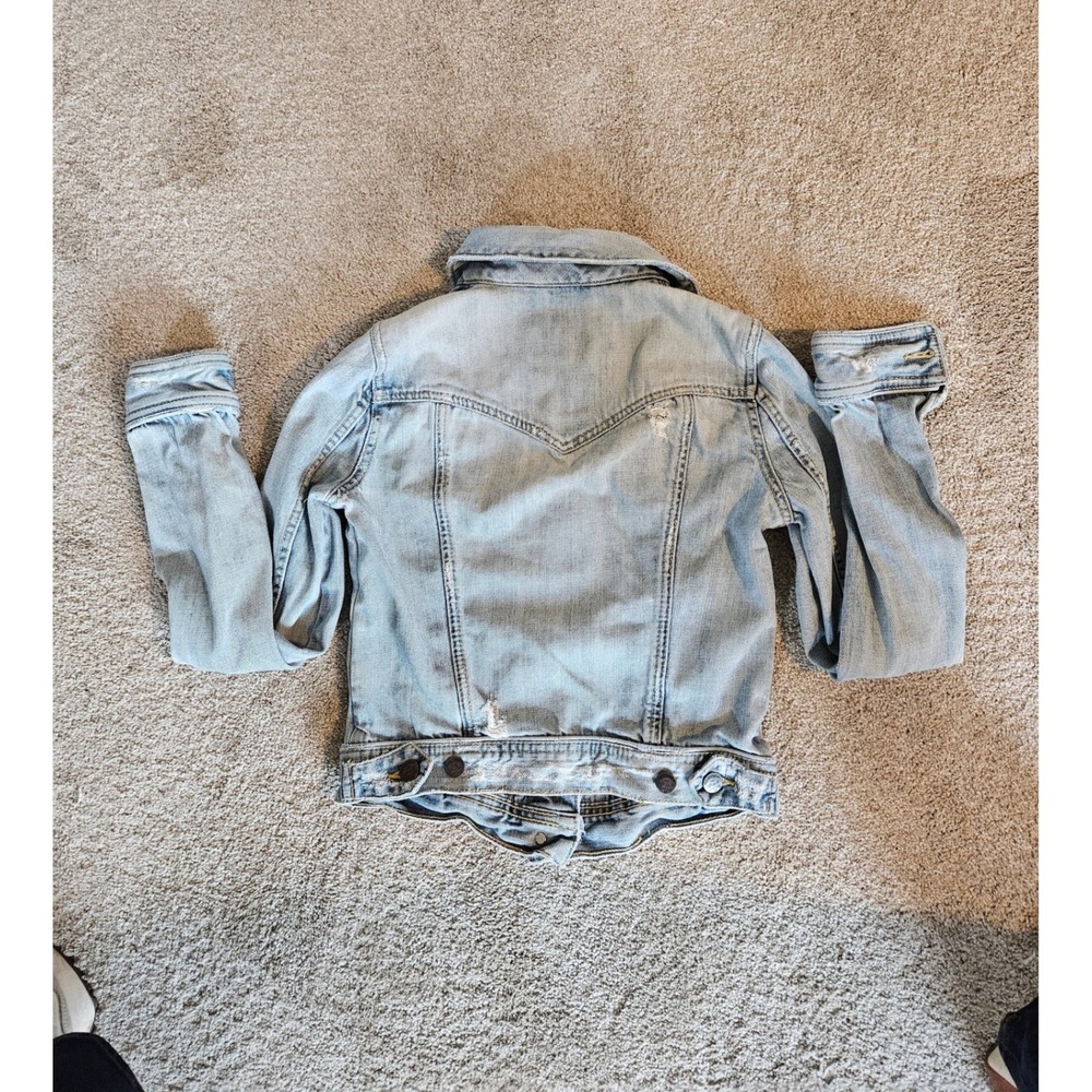 Abercrombie Fitch Denim Jacket Womens Small Distressed Trucker VTG K2K Western - Picture 4 of 8